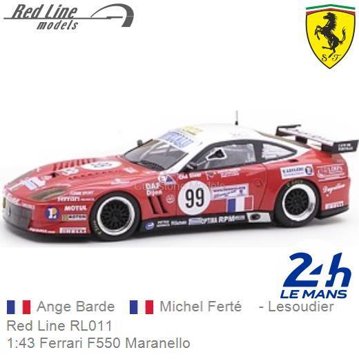 Modelauto 1:43 Ferrari F550 Maranello | Ange Barde (Red Line RL011)
