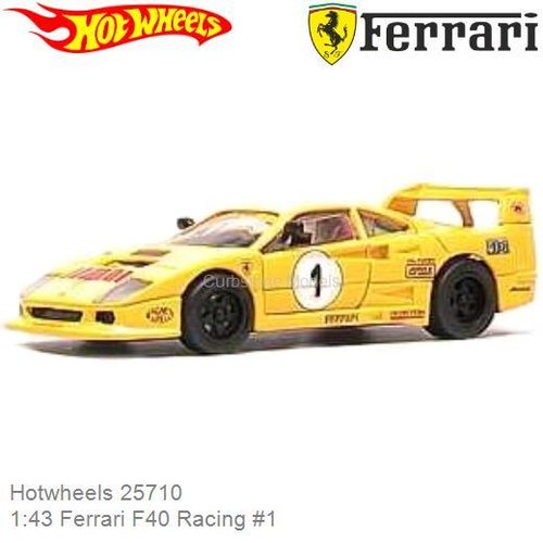 Modelauto 1:43 Ferrari F40 Racing #1 (Hotwheels 25710)