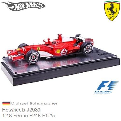 Modelauto 1:18 Ferrari F248 F1 #5 | Michael Schumacher (Hotwheels J2989)