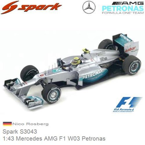 Modelauto 1:43 Mercedes AMG F1 W03 Petronas | Nico Rosberg (Spark S3043)