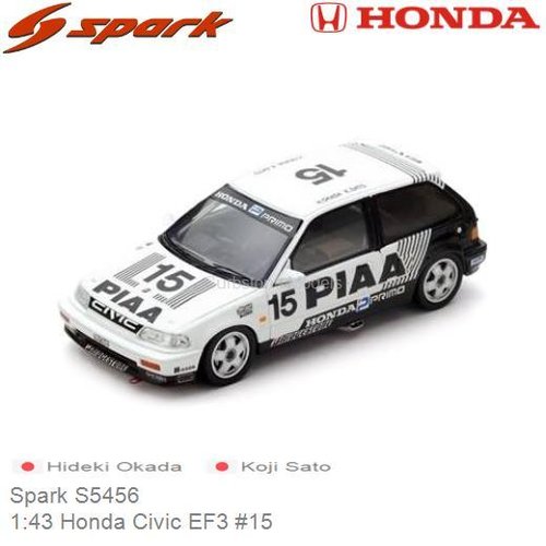 Modelauto 1:43 Honda Civic EF3 #15 | Hideki Okada (Spark S5456)