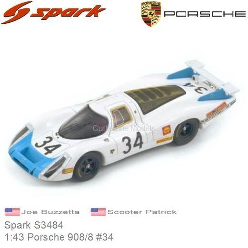 Modelauto 1:43 Porsche 908/8 #34 | Joe Buzzetta (Spark S3484)