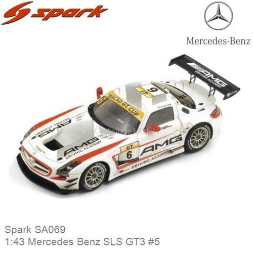 Modelauto 1:43 Mercedes Benz SLS GT3 #5 | Renger van der Zande (Spark SA069)