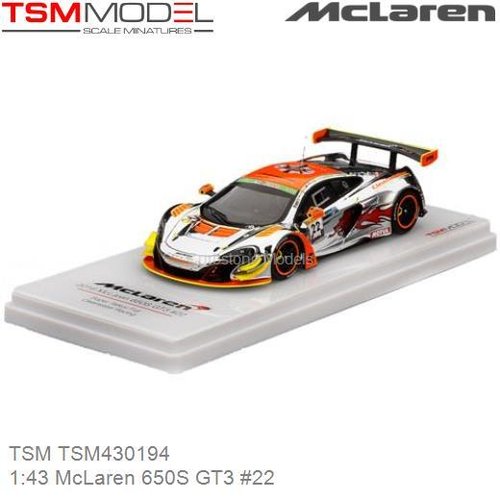 Modelauto 1:43 McLaren 650S GT3 #22 (TSM TSM430194)