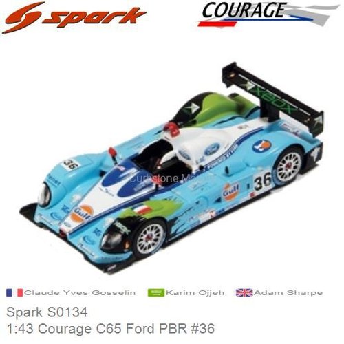 Modellauto 1:43 Courage C65 Ford PBR #36 | Claude Yves Gosselin (Spark S0134)