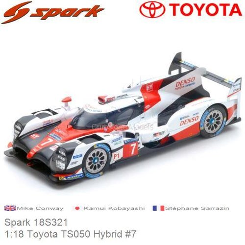 Modelauto 1:18 Toyota TS050 Hybrid #7 | Mike Conway (Spark 18S321)