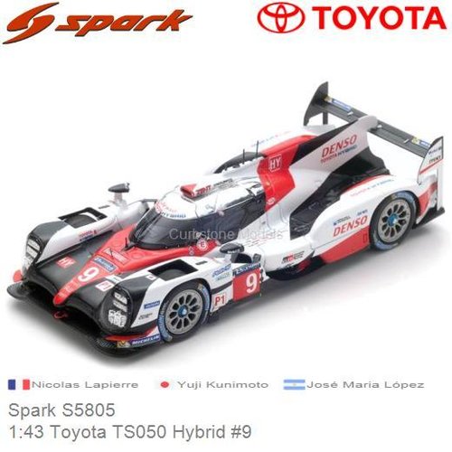 Modelauto 1:43 Toyota TS050 Hybrid #9 | Nicolas Lapierre (Spark S5805)