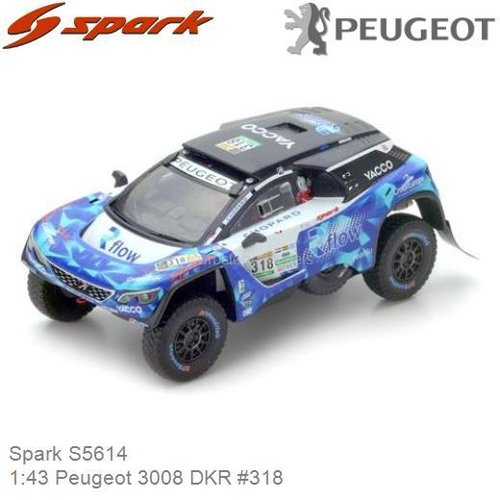 Modellauto 1:43 Peugeot 3008 DKR #318 | Romain Dumas (Spark S5614)