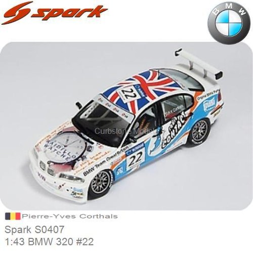 Modelauto 1:43 BMW 320 #22 | Pierre-Yves Corthals (Spark S0407)