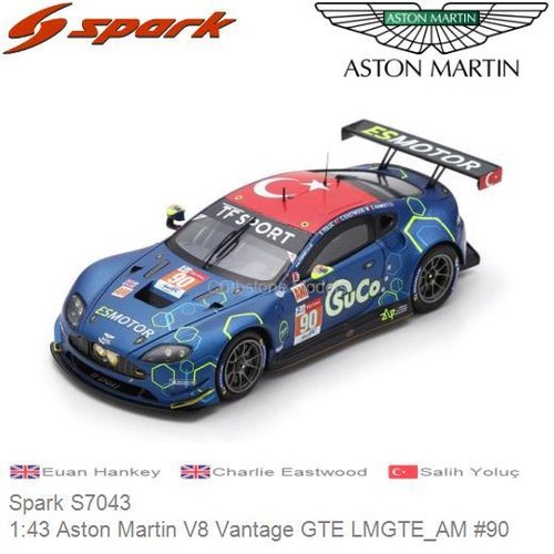 Modelauto 1:43 Aston Martin V8 Vantage GTE LMGTE_AM #90 | Euan Hankey  (Spark S7043)