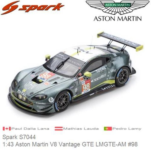 Modelauto 1:43 Aston Martin V8 Vantage GTE LMGTE-AM #98 | Paul Dalla Lana (Spark S7044)