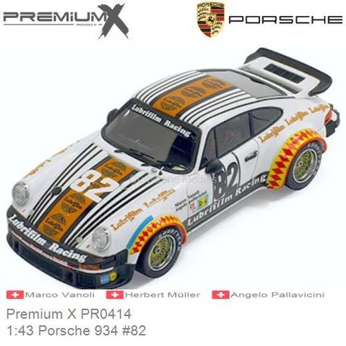 Modelauto 1:43 Porsche 934 #82 | Marco Vanoli (Premium X PR0414)