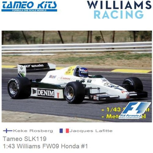 Bouwpakket 1:43 Williams FW09 Honda #1 | Keke Rosberg (Tameo SLK119)
