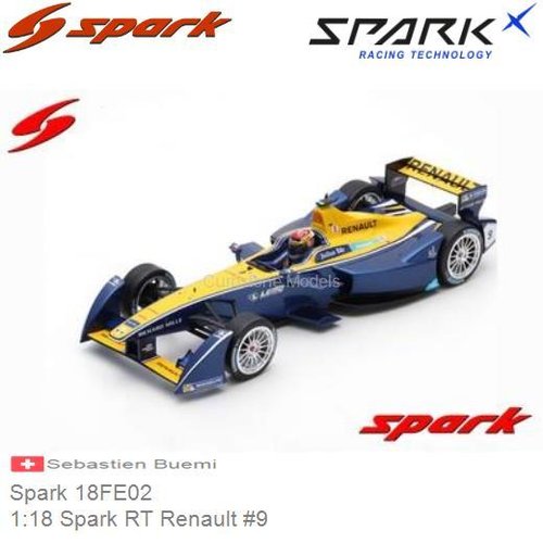 Modelauto 1:18 Spark RT Renault #9 | Sebastien Buemi (Spark 18FE02)