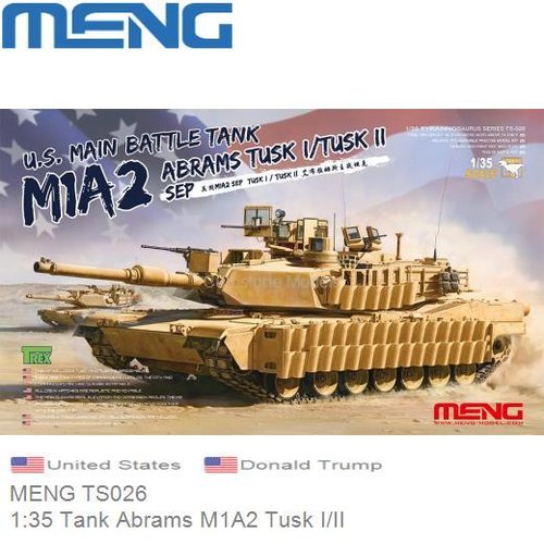 Bouwpakket 1:35 Tank Abrams M1A2 Tusk I/II | United States (MENG TS026)