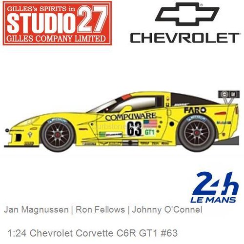 Bouwpakket 1:24 Chevrolet Corvette C6R GT1 #63 | Jan Magnussen (Studio 27 ST27-CC2401C)