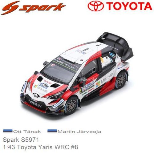 Modelauto 1:43 Toyota Yaris WRC #8 | Ott Tänak (Spark S5971)