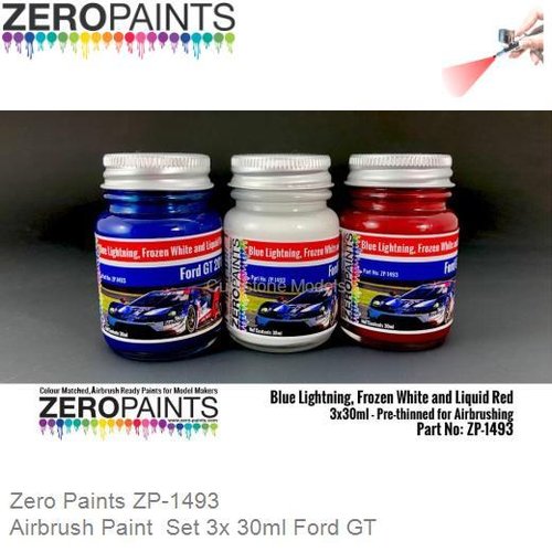 Airbrush Paint  Set 3x 30ml Ford GT (Zero Paints ZP-1493)
