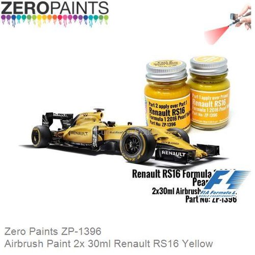 Airbrush Paint 2x 30ml Renault RS16 Yellow (Zero Paints ZP-1396)