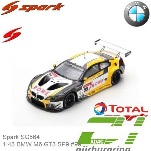 Modelauto 1:43 BMW M6 GT3 SP9 #99 | Nick Catsburg (Spark SG564)