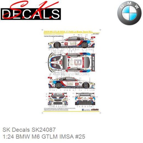 Decalset 1:24 BMW M6 GTLM IMSA #25 | Bill Auberlen (SK Decals SK24087)