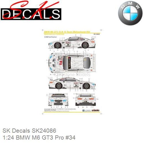 Decalset 1:24 BMW M6 GT3 Pro #34 (SK Decals SK24086)