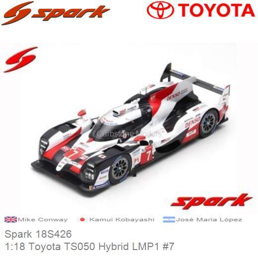 Modelauto 1:18 Toyota TS050 Hybrid LMP1 #7 | Mike Conway (Spark 18S426)