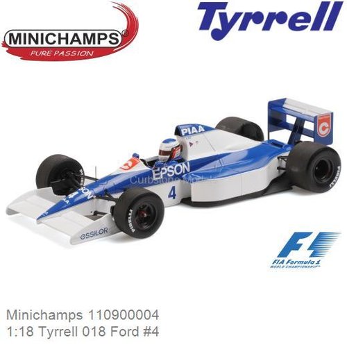 Modelauto 1:18 Tyrrell 018 Ford | Jean Alesi (Minichamps 110900004)