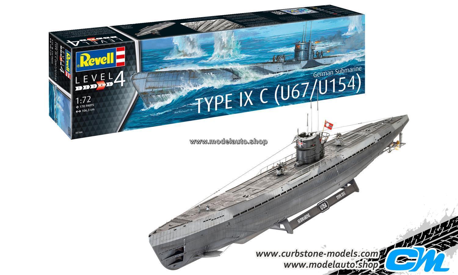 Kit 1:72 U-Boot Submarine Type IXC (Revell 05166)