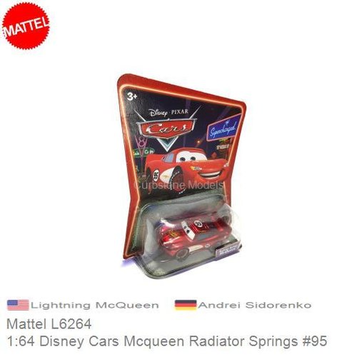 Modelauto 1:64 Disney Cars Mcqueen Radiator Springs #95 | Lightning McQueen (Mattel L6264)