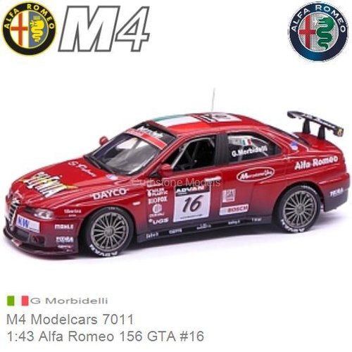 Modelauto 1:43 Alfa Romeo 156 GTA #16 | G Morbidelli (M4 Modelcars 7011)