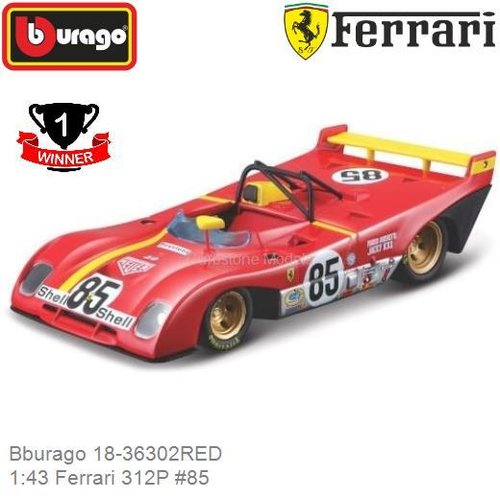 Modelauto 1:43 Ferrari 312P #85 | Mario Andretti (Bburago 18-36302RED)
