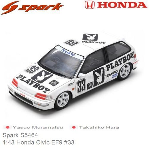Modelauto 1:43 Honda Civic EF9 #33 | Yasuo Muramatsu (Spark S5464)
