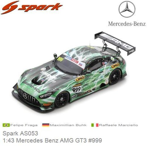 Modelauto 1:43 Mercedes Benz AMG GT3 #999 | Felipe Fraga (Spark AS053)