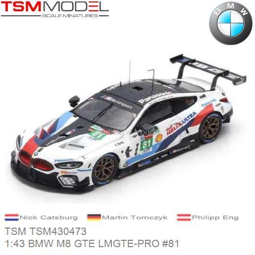 Modelauto 1:43 BMW M8 GTE LMGTE-PRO #81 | Nick Catsburg (TSM TSM430473)