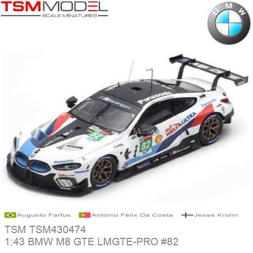 Modelauto 1:43 BMW M8 GTE LMGTE-PRO #82 | Augusto Farfus (TSM TSM430474)