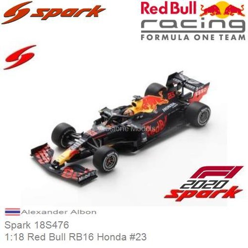 Modelauto 1:18 Red Bull RB16 Honda #23 | Alexander Albon (Spark 18S476)