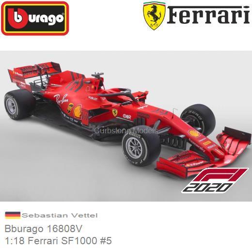 1:18 2020 Sebastian Vettel #5 Bburago F1 Scuderia Ferrari SF1000 