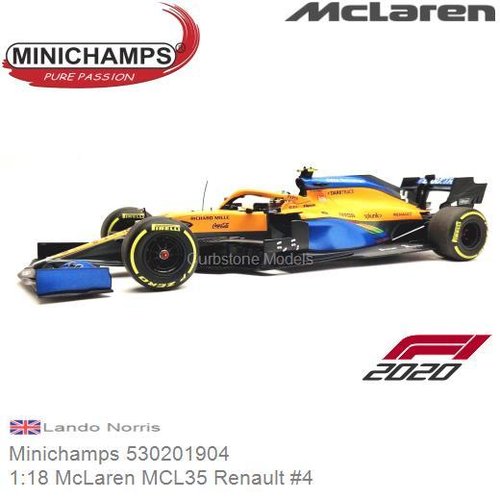 Modelauto 1:18 McLaren MCL35 Renault #4 (Minichamps 530201904)