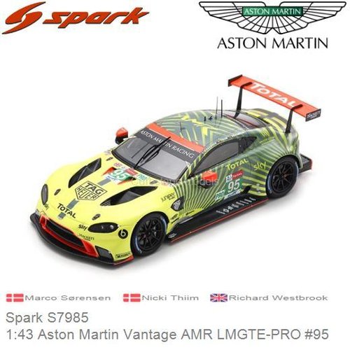 Modelauto 1:43 Aston Martin Vantage AMR LMGTE-PRO #95 | Marco Sørensen (Spark S7985)