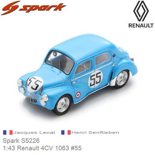 Modelauto 1:43 Renault 4CV 1063 #55 | Jacques Lecat (Spark S5226)