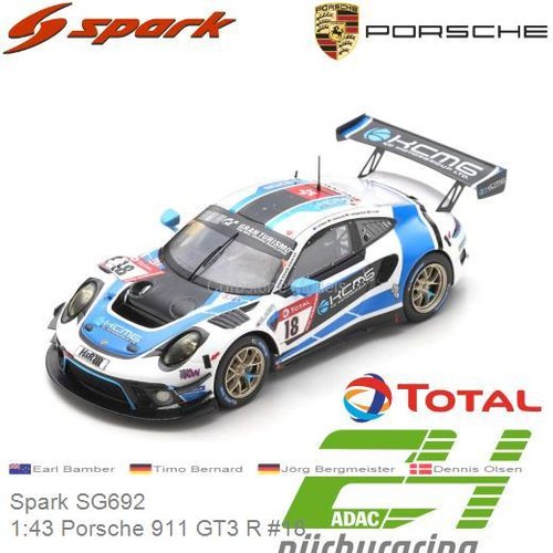 PRE-ORDER 1:43 Porsche 911 GT3 R #18 | Earl Bamber (Spark SG692)