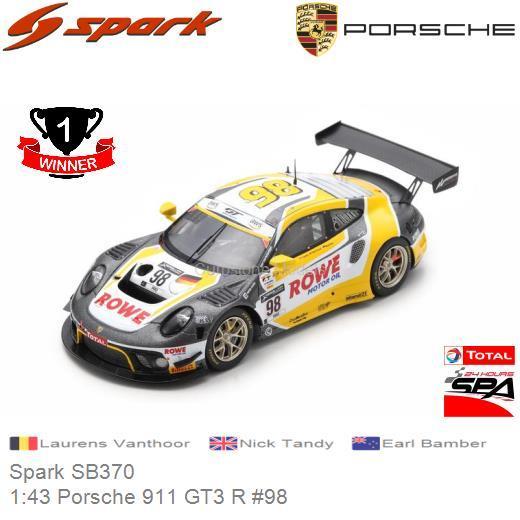 Modelauto 1:43 Porsche 911 GT3 R #98 (Spark SB370)