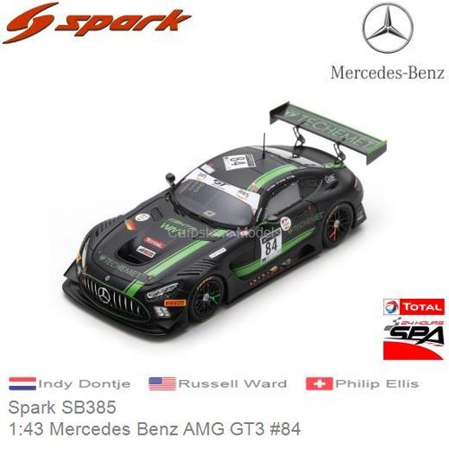 Modelauto 1:43 Mercedes Benz AMG GT3 #84 | Indy Dontje (Spark SB385)