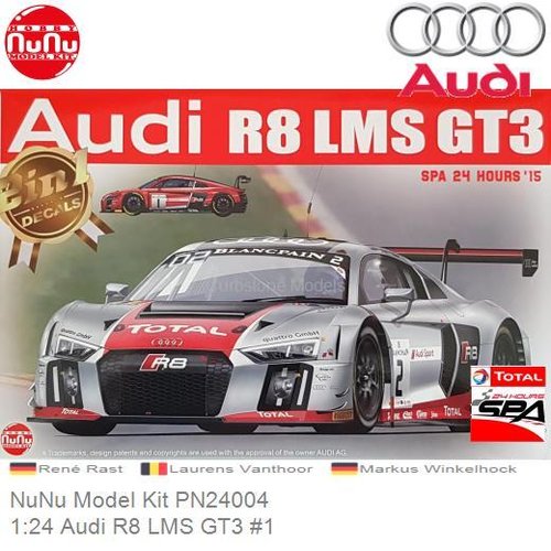 Bouwpakket 1:24 Audi R8 LMS GT3 #1 | René  Rast (NuNu Model Kit PN24004)