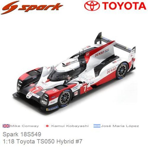 Modelauto 1:18 Toyota TS050 Hybrid #7 | Mike Conway (Spark 18S549)
