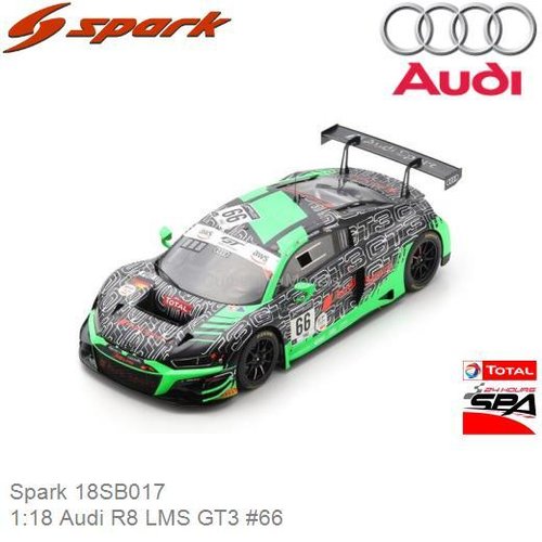 PRE-ORDER 1:18 Audi R8 LMS GT3 #66 | Mattia Drudi (Spark 18SB017)