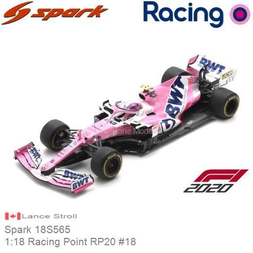 Modelauto 1:18 Racing Point RP20 #18 | Lance Stroll (Spark 18S565)