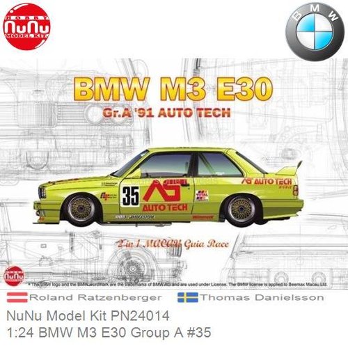 Bouwpakket 1:24 BMW M3 E30 Group A #35 | Roland Ratzenberger (NuNu Model Kit PN24014)