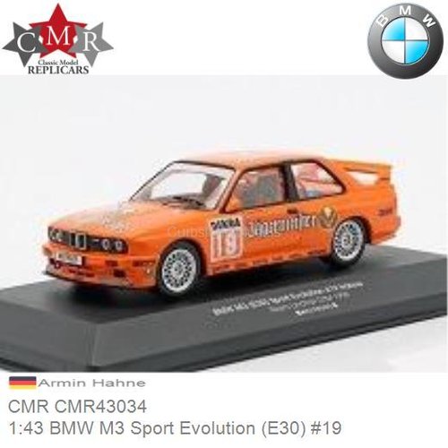 Modelauto 1:43 BMW M3 Sport Evolution (E30) #19 | Armin Hahne (CMR CMR43034)